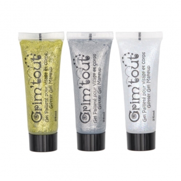 GT41523 - 3700010415234 - Grim'tout - Maquillage Gel pailletés Or Argent Cristal 25ml