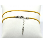 Collier coton ciré Fermoir mousqueton jaune