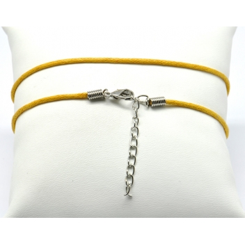 SHOK01J - 3660246032622 - MegaCrea - Collier coton ciré Fermoir mousqueton jaune - 3