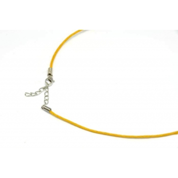 SHOK01J - 3660246032622 - MegaCrea - Collier coton ciré Fermoir mousqueton jaune