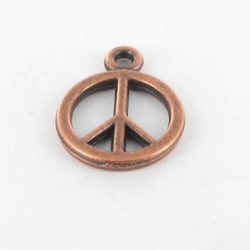BM078C - 3660246113932 - MegaCrea - Breloque métal Petit peace and Love Cuivré
