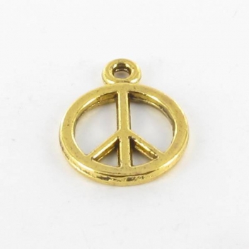 BM078D - 3660246113949 - MegaCrea - Breloque métal Petit peace and Love Doré