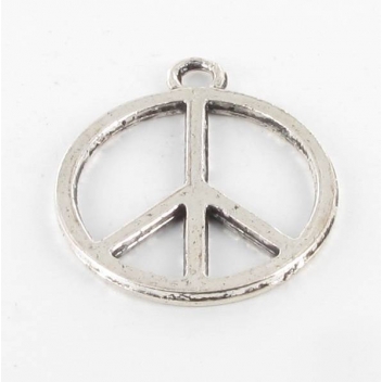 BM147A - 3660246019067 - MegaCrea - Breloque métal Grand peace and Love Argenté