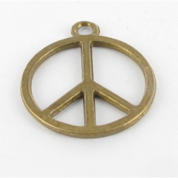 BM147B - 3660246114199 - MegaCrea - Breloque métal Grand peace and Love Bronze