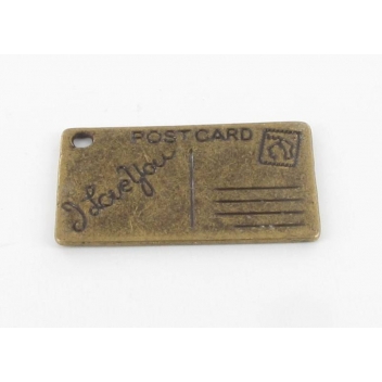 BM236B - 3660246114335 - MegaCrea - Breloque métal Carte Postale Bronze
