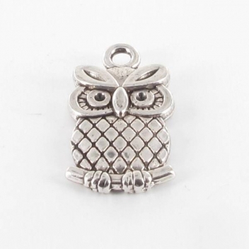 BM292A - 3660246114489 - MegaCrea - Breloque métal Hibou Argenté