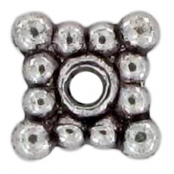 PM096A - 3660246051401 - MegaCrea - Perle rondelle intercalaire métal Carré 6 mm Argenté