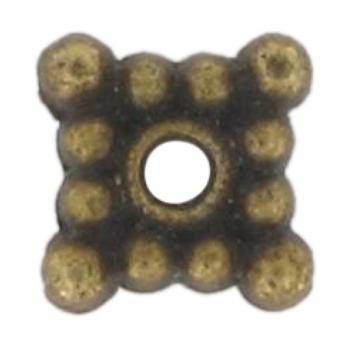 PM096B - 3660246822223 - MegaCrea - Perle rondelle intercalaire métal Carré 6 mm Bronze