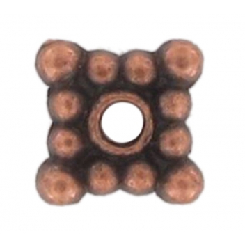 PM096C - 3660246115745 - MegaCrea - Perle rondelle intercalaire métal Carré 6 mm Cuivré