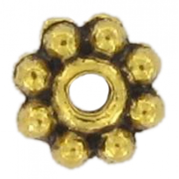 PM097D - 3660246811210 - MegaCrea - Perle rondelle métal Ø5mm Rond Doré (lot de 10)
