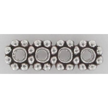 PM159A - 3660246051500 - MegaCrea - Perle métal Barette diviseur 4 rangs Argenté