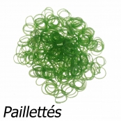 300 élastiques Loom Vert pailleté