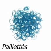 300 élastiques Loom Bleu pailleté