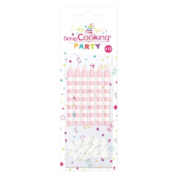 351 - 3700392403515 - Scrapcooking Party - Bougies roses et blanches 12 pièces