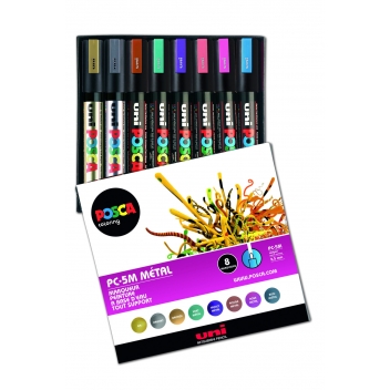 PC5M/8METAL09 - 3296280021737 - Posca - Marqueurs Posca - PC5M Pointe conique moyenne - Métallic 8 pièces