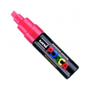 Marqueur Posca Rouge fluo PC8K Pointe large biseautée