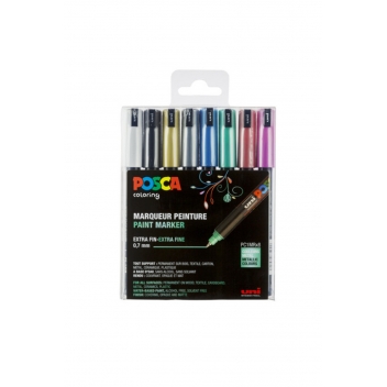 PC1MR/8A ASS19 - 3296280033358 - Posca - Marqueurs Posca PC1MR Pointe calibrée extra-fine Métallic x 8