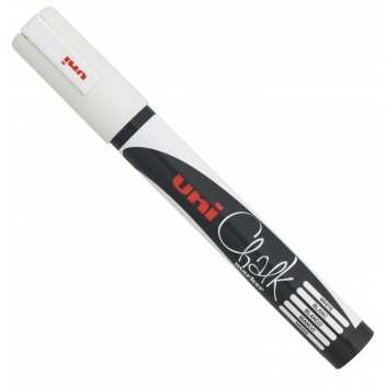 PWE5M BL - 4902778140017 - Uni - Marqueur chalk (craie) Pointe moyenne Blanc