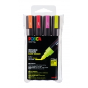 Marqueurs Posca PC5M Pointe conique moyenne Fluo 4 pièces