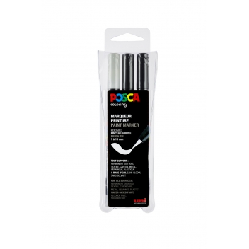 PCF350/3A ASS08 - 3296280033518 - Posca - Marqueurs Posca PCF350 Pointe pinceau 3 pièces (2 N + 1 B)