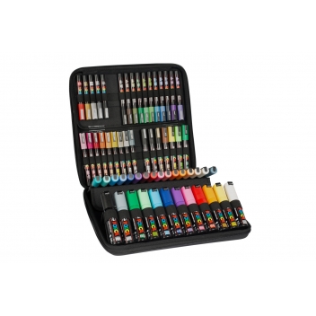 M POSCA/60 001 - 3296280038810 - Posca - Mallette Posca noire 60 marqueurs assortis