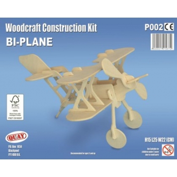 P002 - 5060027570370 - Quay - Maquette en bois Avion biplan - 2
