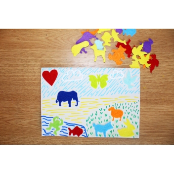 L213968 - 3701385301726 - Sodertex - Motif adhésif feutrine Animaux et objets 150 pièces - 2