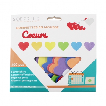 L814000 - 3701385301771 - Sodertex - Sticker en mousse Coeurs 200 pièces - 2