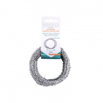 L776918 - 3701385301153 - Sodertex - Chenille Argent pailletée Ø 6 mm 10 m - 3