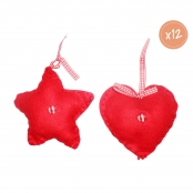 Kit coeur et étoile en feutrine 12 lots soit 24 pièces