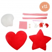 Kit coeur et étoile en feutrine 12 lots soit 24 pièces