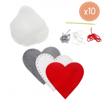L294973 - 3701385300484 - Sodertex - Kit 30 coeurs en feutrine 8 cm Couleurs assorties - 2