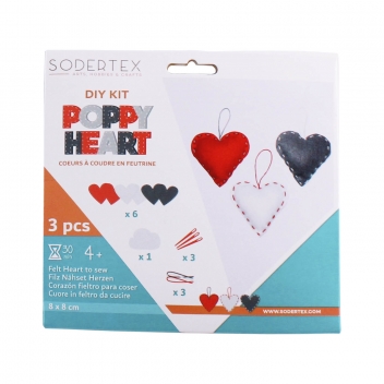L294973 - 3701385300484 - Sodertex - Kit 30 coeurs en feutrine 8 cm Couleurs assorties