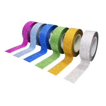 L910000 - 3701385301566 - Sodertex - Masking tape pailleté 1,5 cm 6 rubans Glitter - 6