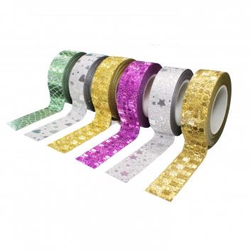 L911000 - 3701385301573 - Sodertex - Masking tape pailleté 1,5 cm 6 rubans Glitter déco - 4