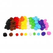 Perles pompons à trous Couleurs & tailles assorties x 100