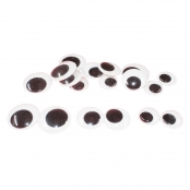 Yeux mobiles MAXI adhésifs Noirs 18 pièces