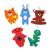 Personnages en tissu à colorier 5 animaux différents X 2