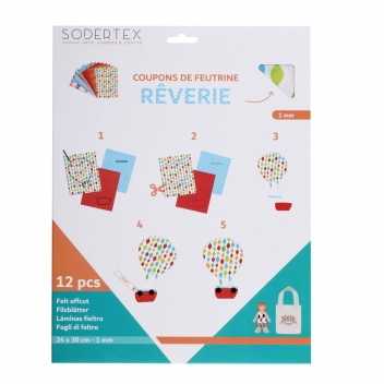 L175013 - 3701385301184 - Sodertex - Feutrine imprimée 1mm 24x30 cm 12 coupons assortis - 2
