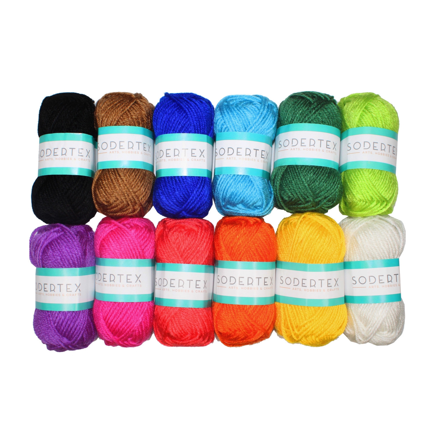 Lot 12 pelotes de laine 25 g couleurs vives assorties