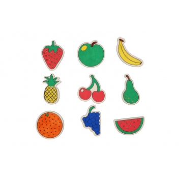 L970001 - 3701385301351 - Sodertex - Aimant pour Enfant en bois à colorier Fruits 9 pièces - 3