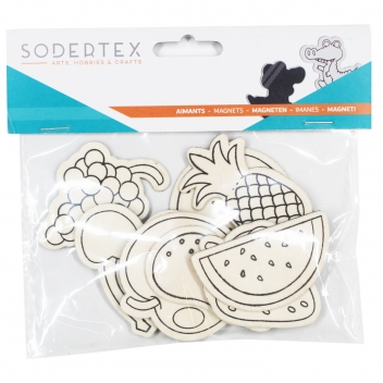 L970001 - 3701385301351 - Sodertex - Aimant pour Enfant en bois à colorier Fruits 9 pièces - 2