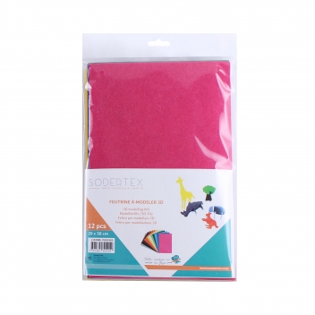L192986 - 3701385302259 - Sodertex - Feutrine rigide 3D à modeler 20 x 30 cm Assort. x 12 - 3