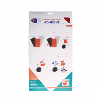 L181985 - 3701385300729 - Sodertex - Feutrine adhésive 25 x 45 cm Assort. 10 coupons