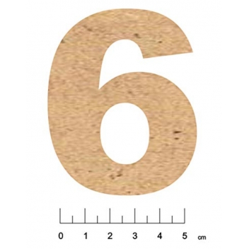 5031A - 3700611149743 - Terre & Bois Créations - Chiffre en bois MDF adhésif 7,5cm Chiffre 6 - France - 2