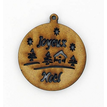 2393 - 3700611122920 - Terre & Bois Créations - Forme en bois MDF Boule Joyeux Noel - France - 2