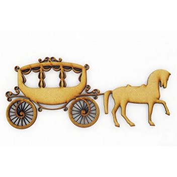 2471 - 3700611123705 - Terre & Bois Créations - Forme en bois MDF Grand carrosse attelé - France - 2