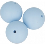 Perle en silicone Ronde 15mm Bleu 3 pièces