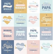 Sticker Autocollants Papa Maman 3,5 cm
