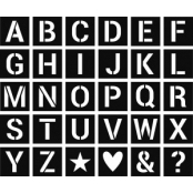 Pochoirs Alphabet 6x6 cm 30 pièces